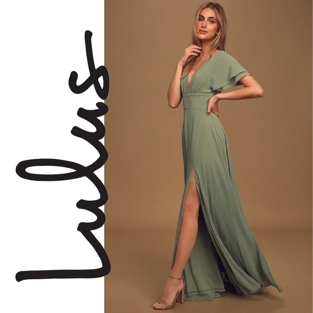 Lulu's Promise Of Love Flutter Sleeve Maxi Dress